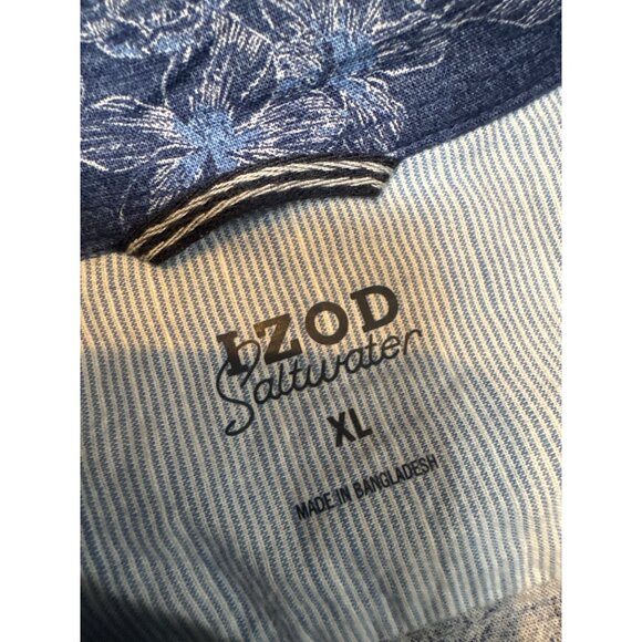 Izod Saltwater XL Mens All Over Pineapple SS Blue Hawaiian Button-Down Shirt 100 - Picture 2 of 10